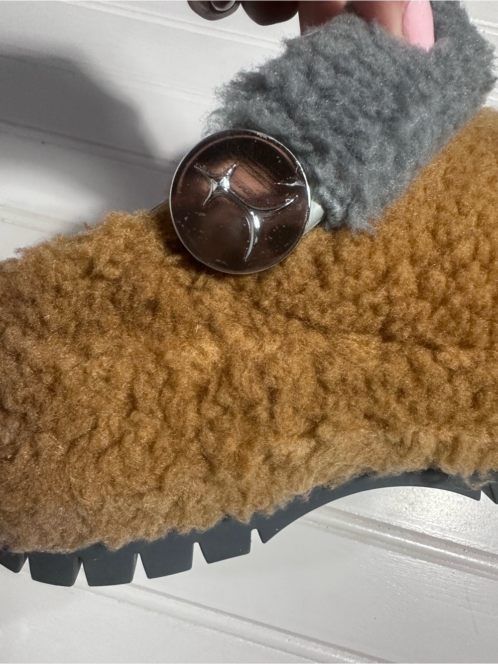 Crocs x Lil Nas X platform Mega Crush clogs brown Sherpa women’s 8 - Picture 8 of 10